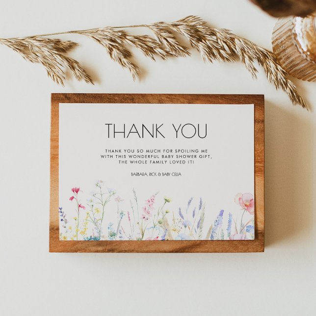Baby in Bloom Elegant Wildflowers Baby Shower Thank You Card (Creator Uploaded)