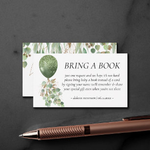 Baby in Bloom   Eucalyptus Balloon Bring a Book Enclosure Card
