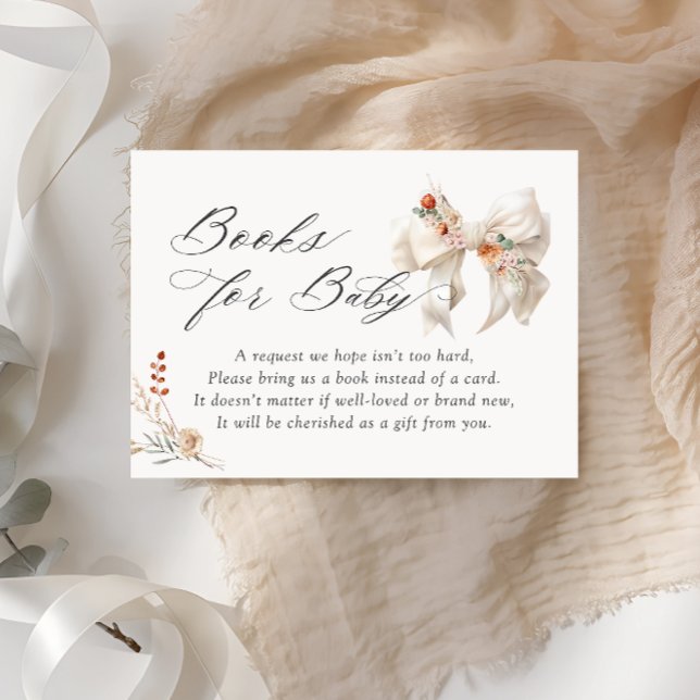 Baby in Bloom Fall Floral White Bow Books for Baby Enclosure Card (Creator Uploaded)