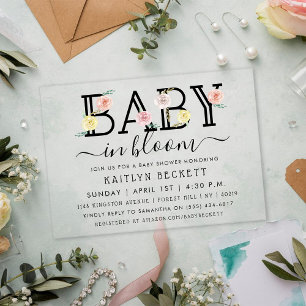 Baby In Bloom Floral Baby Shower Acrylic Invitations