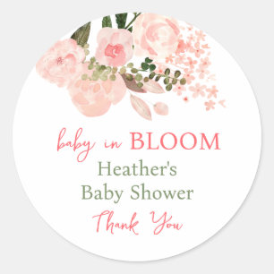 Baby in Bloom Floral Baby Shower Classic Round Sticker