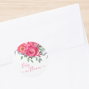 Baby in Bloom Floral Baby Shower Classic Round Sticker