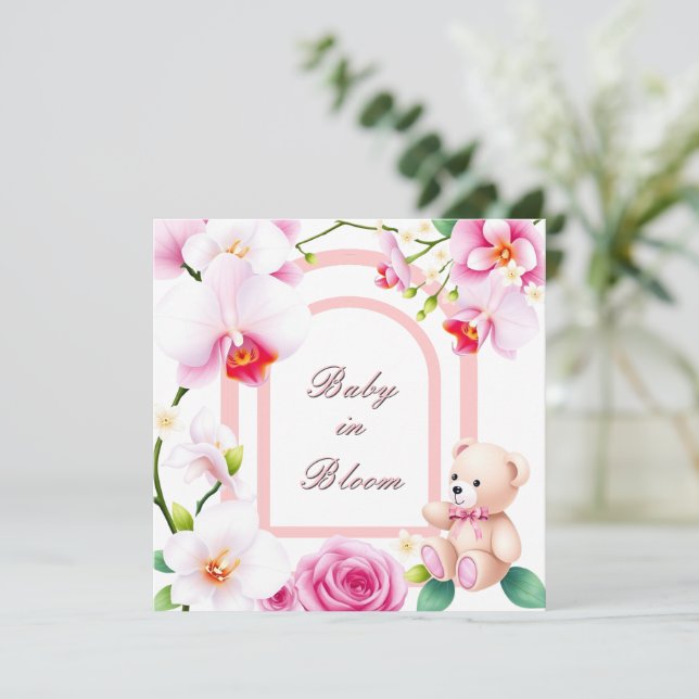 Baby in Bloom floral baby shower for a girl Invitation (Standing Front)