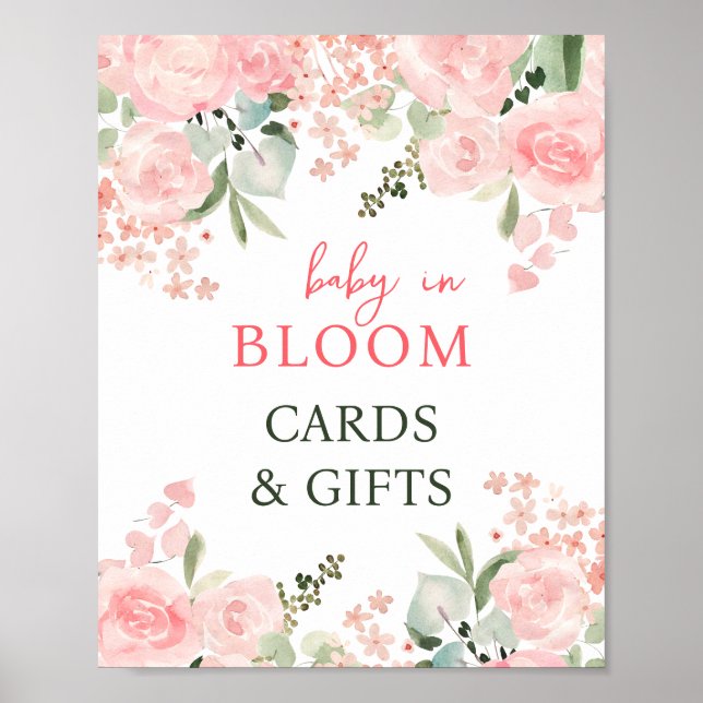 Baby in Bloom Floral Baby Shower Gifts Party Sign (Front)