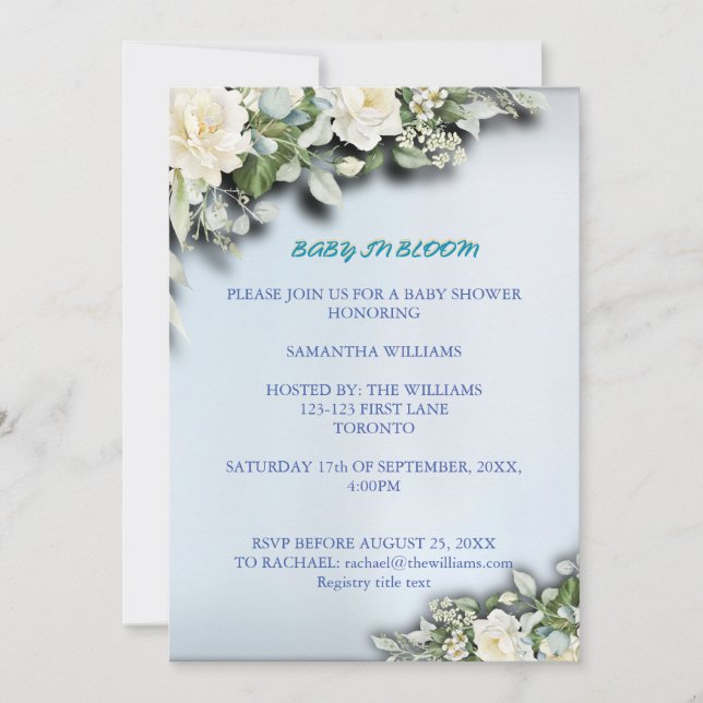 Baby in Bloom Floral Baby Shower Invitation (Front)