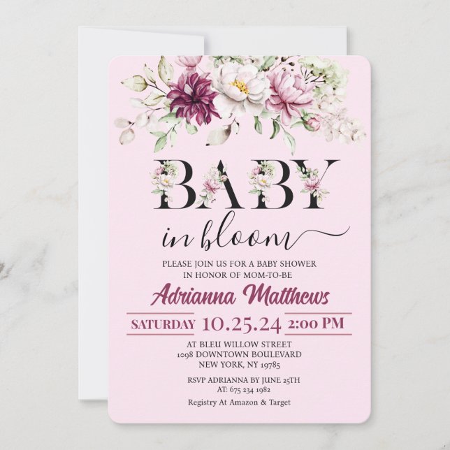 Baby In Bloom Floral Baby Shower Invitation (Front)