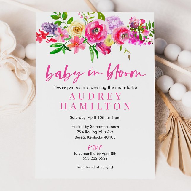 Baby In Bloom Floral Baby Shower Invitation (Creator Uploaded)