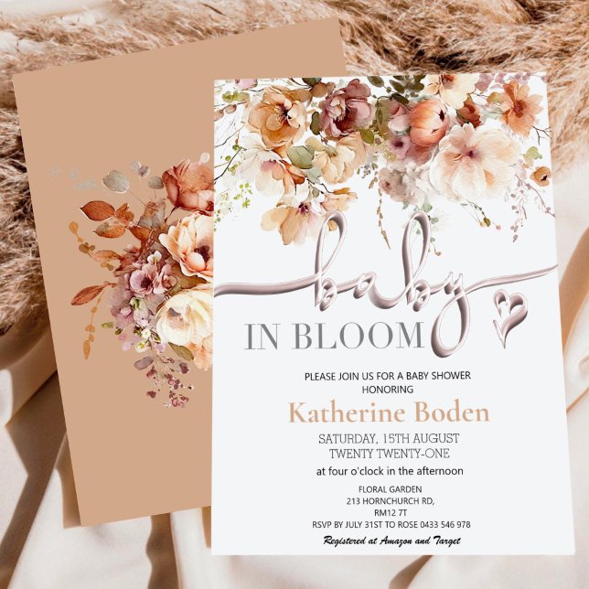 Baby in Bloom Floral Baby Shower Invitation (Creator Uploaded)