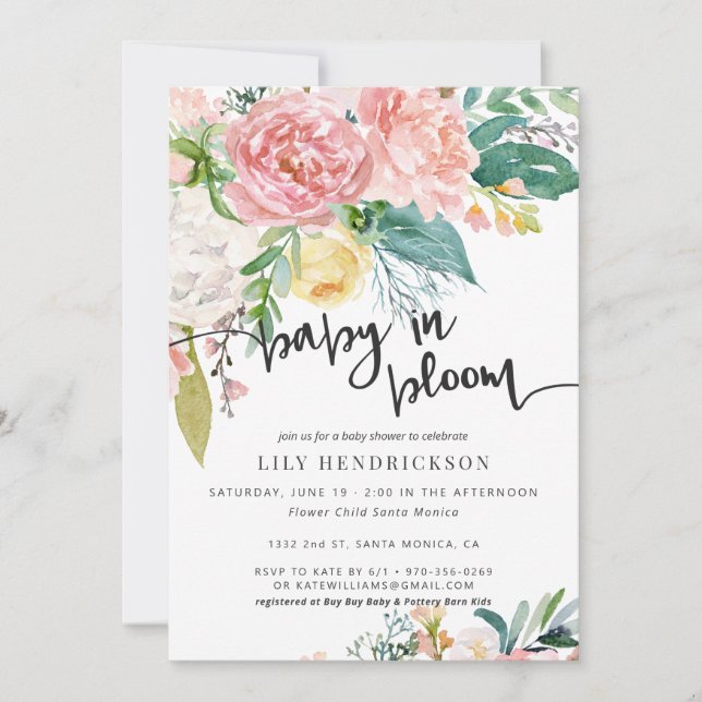 Baby in Bloom | Floral Baby Shower Invitation (Front)