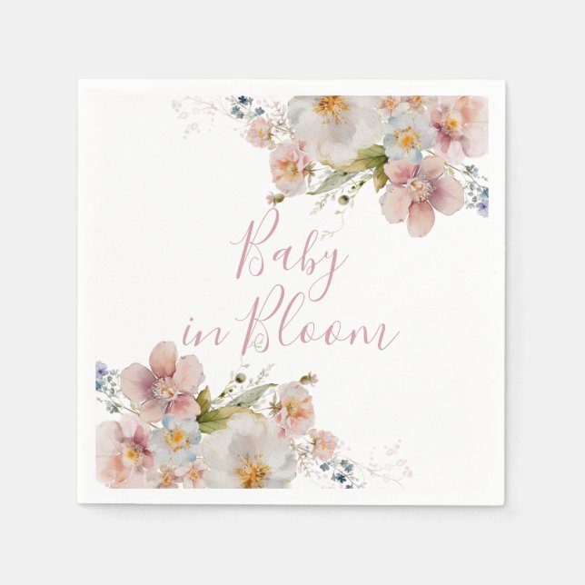Baby in Bloom Floral baby shower Napkin (Front)