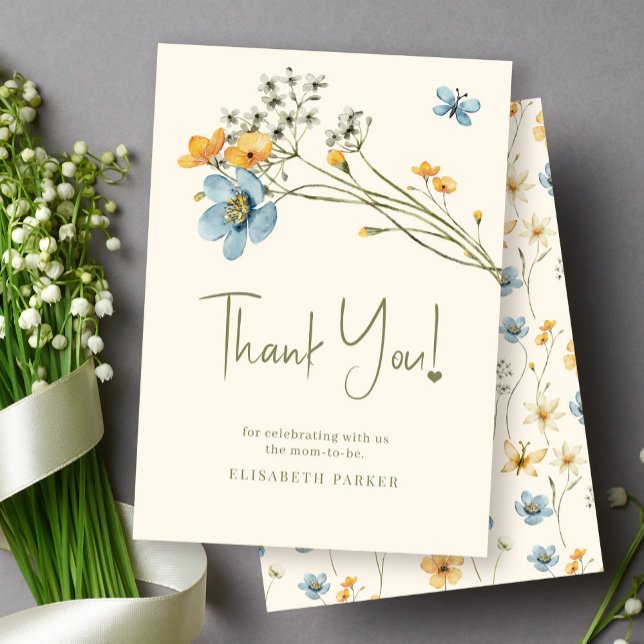 Baby In bloom floral baby shower thank you card (Creator Uploaded)