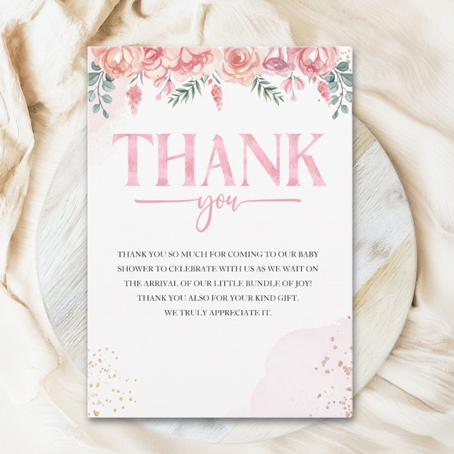 Baby in Bloom Floral Baby Shower Thank You Card (Creator Uploaded)