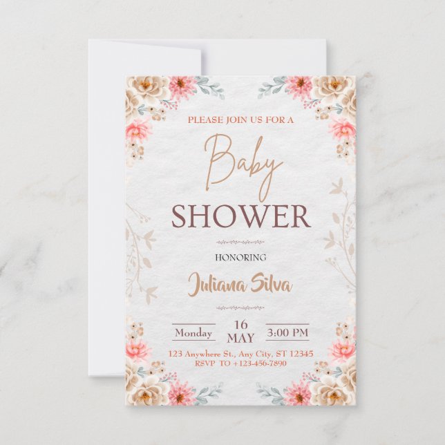 Baby In Bloom Floral Boho Baby Shower Invitation (Front)