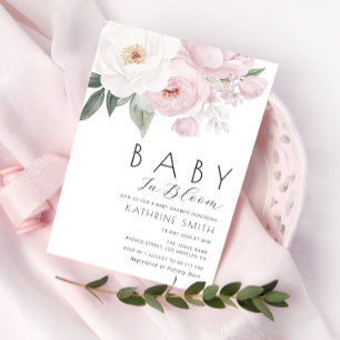 baby in bloom floral botanical baby shower invitation
