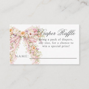 Baby in bloom Floral Bow Girl Baby Shower diaper Enclosure Card