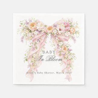 Baby in bloom Floral Bow Girl Baby Shower  Napkin