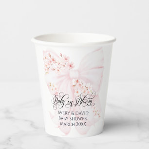 Baby in Bloom Floral Bow Spring Girl Baby Shower Paper Cups