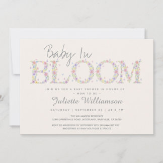 Baby In Bloom Floral Butterfly Girl Baby Shower In Invitation