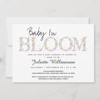 Baby In Bloom Floral Butterfly Girl Baby Shower In Invitation