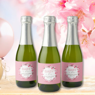 Baby in Bloom Floral Cherry Blossom Sparkling Wine Label