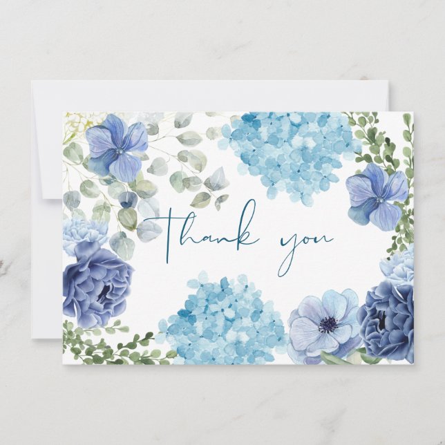 Baby in bloom floral chinoiserie baby shower thank you card (Front)