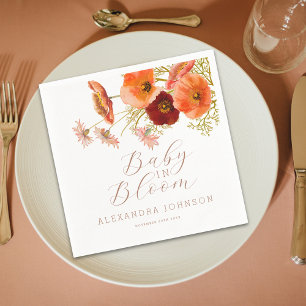 Baby in Bloom Floral Fall Baby Shower Napkin