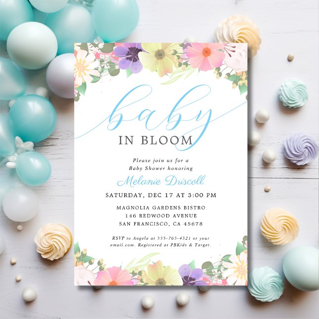 Baby In Bloom Floral Garden Baby Boy Shower Invitation (Creator Uploaded)