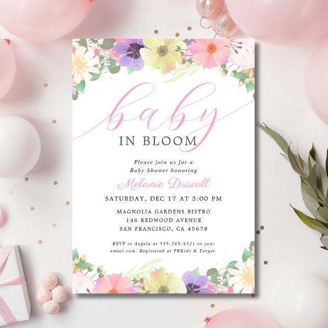 Baby In Bloom Floral Garden Baby Girl Shower Invitation (Creator Uploaded)