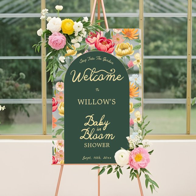 Baby in Bloom Floral Garden Baby Shower Welcome Acrylic Sign (Baby in Bloom Floral Garden Baby Shower Welcome Acrylic Sign)