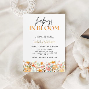 Baby in Bloom Floral Garden Girl Shower Invitation