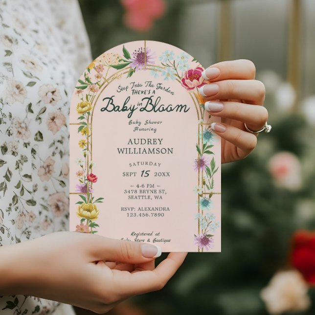Baby in Bloom Floral Garden Greenhouse Baby Shower Invitation (Baby in Bloom Floral Garden Greenhouse Baby Shower Pink Invitation )