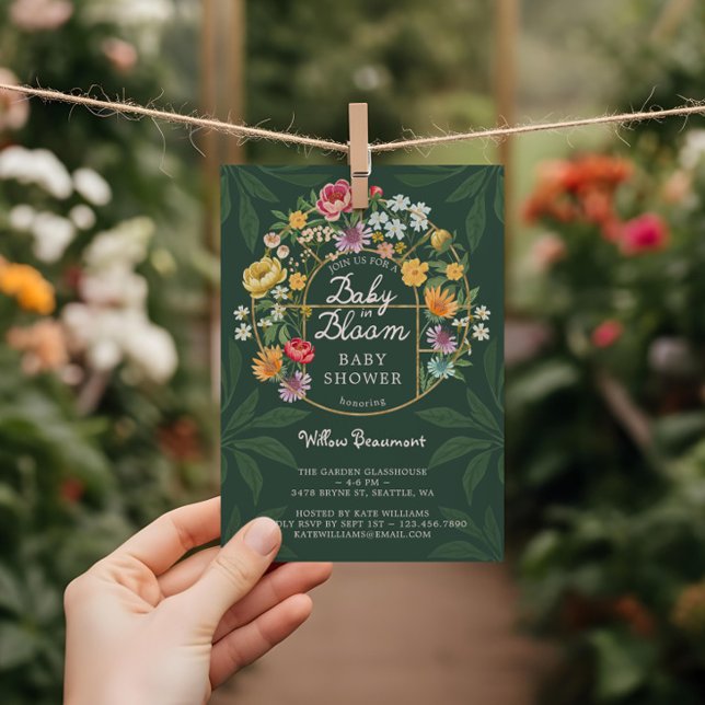 Baby in Bloom Floral Garden Greenhouse Baby Shower Invitation (Baby in Bloom Floral Garden Greenhouse Baby Shower Invitation)