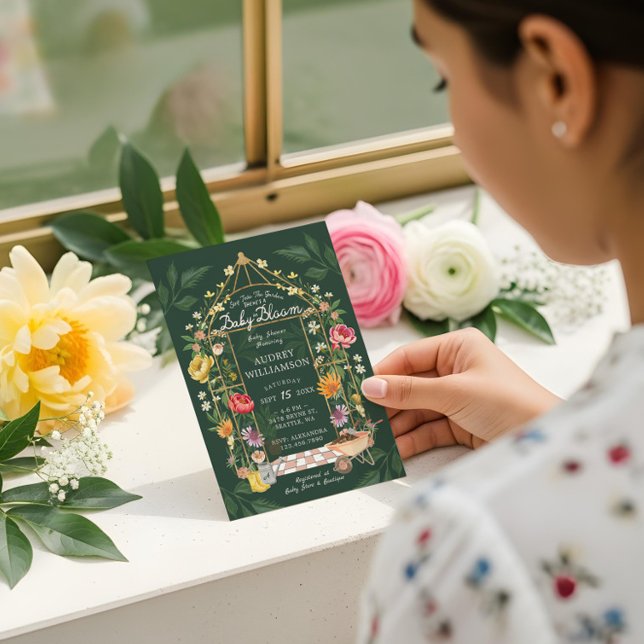 Baby in Bloom Floral Garden Greenhouse Baby Shower Invitation (Baby in Bloom Floral Garden Greenhouse Baby Shower Invitation)