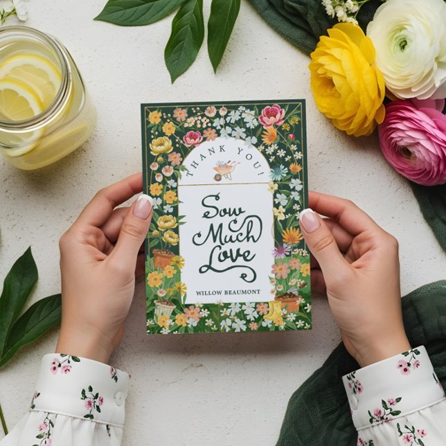 Baby in Bloom Floral Garden Greenhouse Baby Shower Thank You Card (Baby in Bloom Floral Garden Greenhouse Baby Shower Thank You Card)