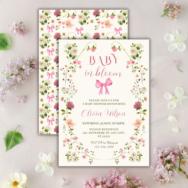 Baby in Bloom Floral girl Baby Shower Invitation (Creator Uploaded)