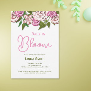 Baby in Bloom Floral Girl Baby Shower Invitation