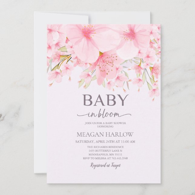 Baby In Bloom Floral Girl Baby Shower Invitation (Front)