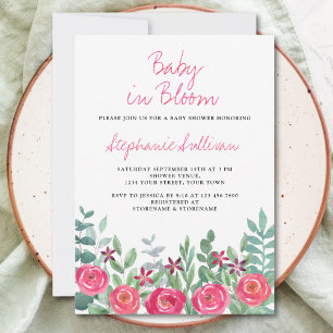 Baby in Bloom Floral Girl's Baby Shower Invitation