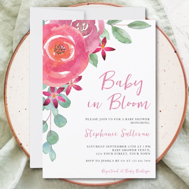 Baby In Bloom Floral Girl's Baby Shower Invitation (Creator Uploaded)