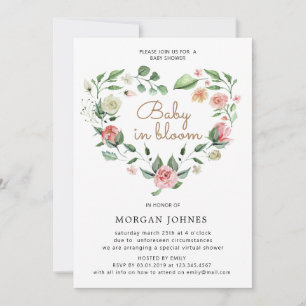 baby in bloom floral heart Baby Shower Invitation