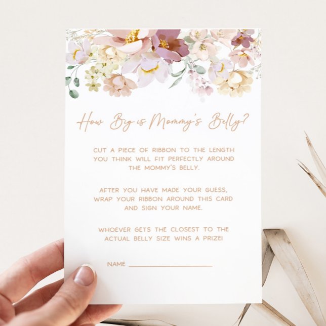 Baby in Bloom Floral How Big is Mummy's Belly Game (Spring Wildflower Baby Shower How Big is Mommy's Belly Game)