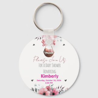Baby in Bloom floral lilies girl baby shower Invit Key Ring