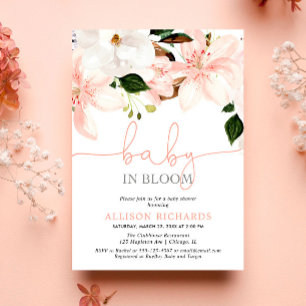 Baby in Bloom floral lilies girl baby shower Invitation
