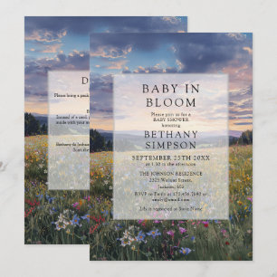 Baby In Bloom Floral Meadow QR Code Baby Shower Invitation