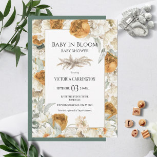 Baby in Bloom Floral Neutral Baby Shower Wedding Invitation