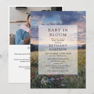 Baby In Bloom Floral Photo QR Code Baby Shower Invitation