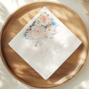 Baby In Bloom Floral Pink Baby Shower Napkin