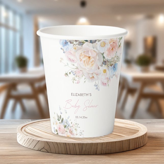 Baby In Bloom Floral Pink Baby Shower Paper Cups (Creator Uploaded)