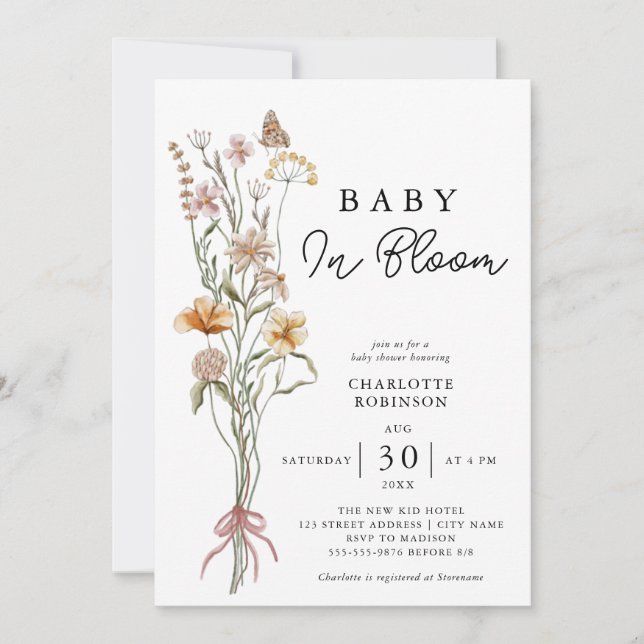 Baby In Bloom Floral Spring Baby Shower Invitation (Front)