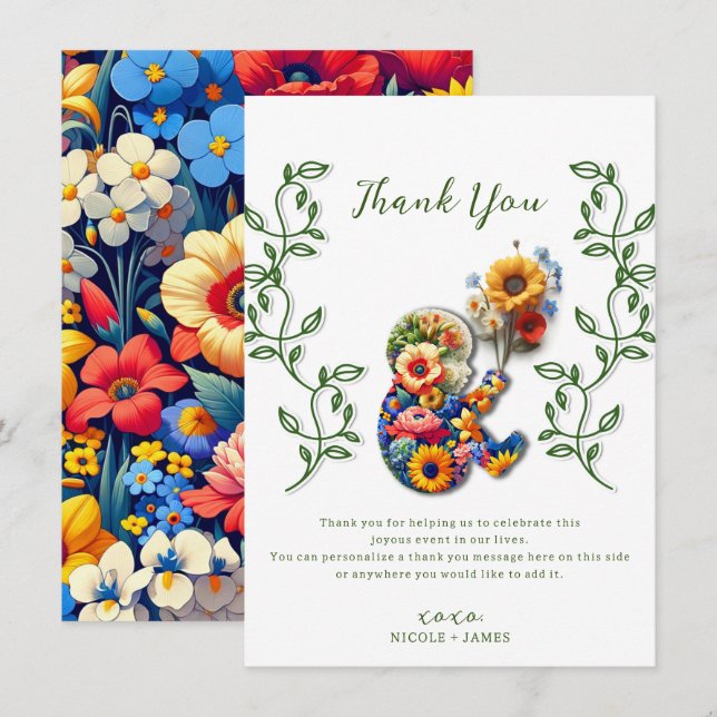 Baby in Bloom Floral Vine Baby Shower Thank You Invitation (Front/Back)